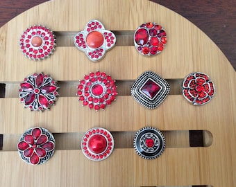 Snap Button, Snap Charms Red Snap Charms for Snap Jewelry.  Fits 18mm Ginger snaps, Noosa, Magnolia & Vine, SC15