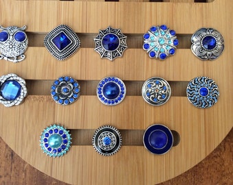 Sapphire Blue Snap Charms for Snap Jewelry.  Fits 18-20mm Ginger snaps, Noosa, Magnolia & Vine, SC6