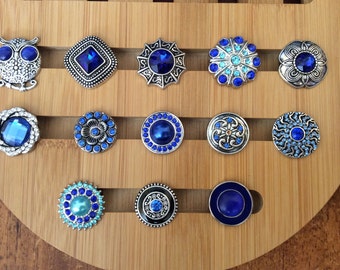 Sapphire Blue Snap Charms for Snap Jewelry.  Fits 18-20mm Ginger snaps, Noosa, Magnolia & Vine, SC6