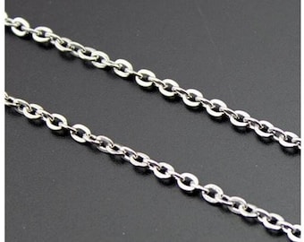 18" Antique Silver tone O Chain, Necklace Link Chain, 1 piece, C6