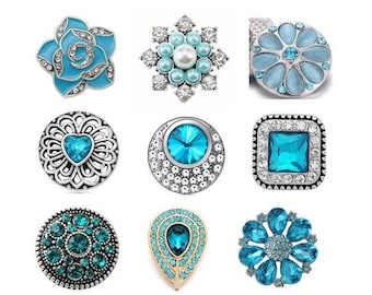 Aqua Snap, Blue Snap Charms, Snap Buttons for Snap Jewelry, Fits 18mm - 20mm Ginger Snaps, Magnolia & Vine, SC201