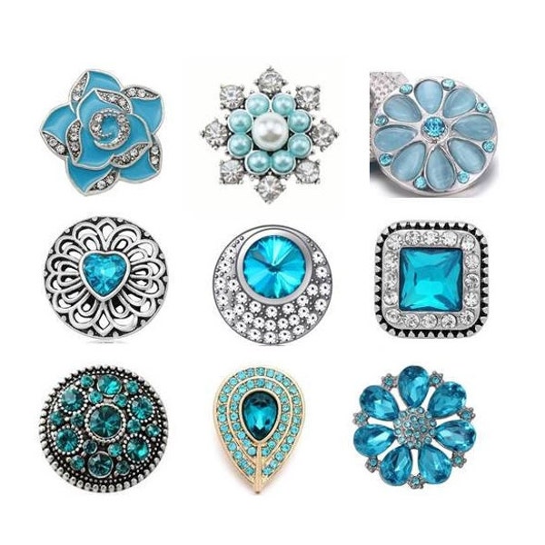 Aqua Snap, Blue Snap Charms, Snap Buttons for Snap Jewelry, Fits 18mm - 20mm Ginger Snaps, Magnolia & Vine, SC201