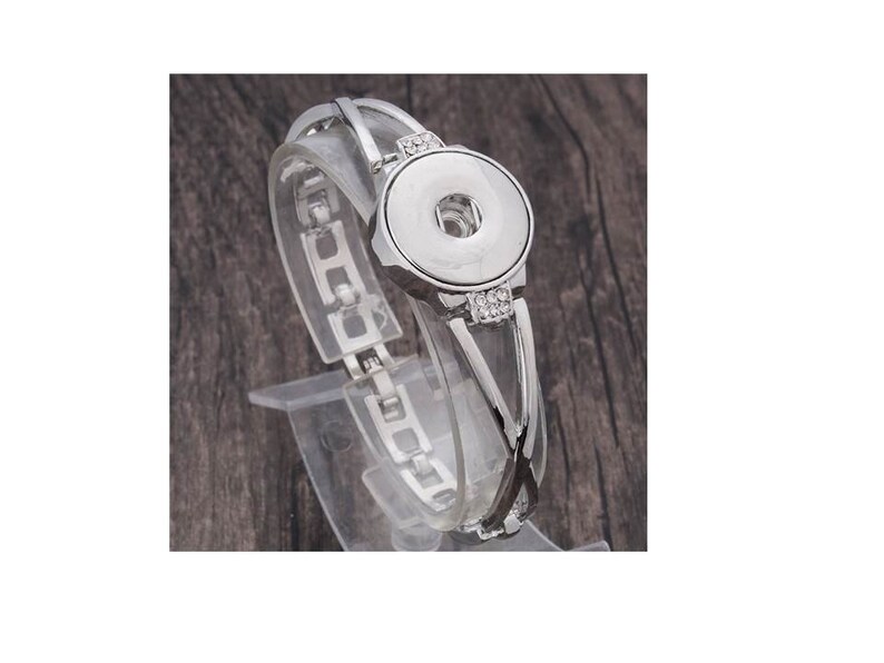 Noosa B4-A Link Snap Bracelet Snap Jewelry Bracelet 7 Magnolia /& Vine Fits 18mm Ginger Snaps Rhinestones Silvertone