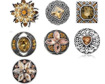 Champagne Snap, Peach Snap, Yellow Snap, Snap Charms for Snap Jewelry.  Fits 18mm - 20mm Ginger Snaps, Magnolia Vine, SC213