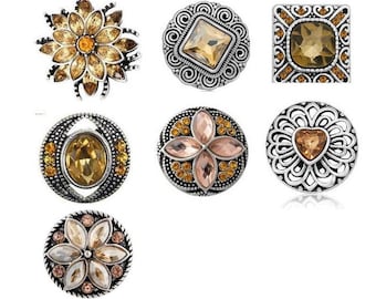 Champagne Snap, Peach Snap, Yellow Snap, Snap Charms for Snap Jewelry.  Fits 18mm - 20mm Ginger Snaps, Magnolia Vine, SC213