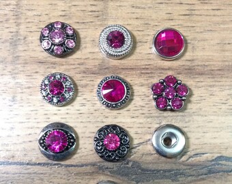 Fuchsia Snap Charms Hot Pink Snap Charms for 12mm PETITE/MINI Snap Jewelry,  Fits 12mm Ginger Snaps, Noosa, Magnolia & Vine, PS4