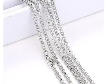 32" Link Necklace Chain, 32" Link Chain, Silvertone, C1/MW/PB
