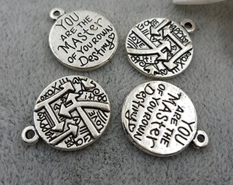 You Are the Master of Your Own Destiny Charm, Inspirational, Motivational Charm, Word Charm, Message Charm Silvertone #27-2