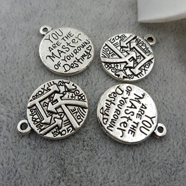 You Are the Master of Your Own Destiny Charm, Inspirational, Motivational Charm, Word Charm, Message Charm Silvertone #27-2