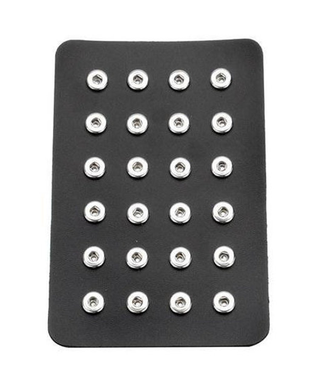 Snap Organizer for Snap Jewelry, Black Leather Soft Snap Display, 24 Button Snap Holder, Fits