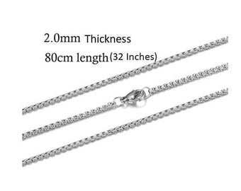 32" Stainless Steel Necklace Chain, Non-Tarnish.  Fits 18-20mm Ginger Snaps, Noosa, Magnolia and Vine, C2-V
