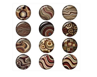 Brown Snaps, Tan, Brown, Black, Multi Pattern Snaps, Photo Print Under Glass Snap, Snap Charms, Fits 18mm Ginger Snaps, Magnolia Vine SC49-B