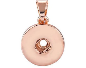 Snap Pendant, DIY Snap Jewelry 18mm Round Snap Pendant, Rose Gold Tone.  Fits 18mm Ginger Snaps, Noosa, Magnolia & Vine, M2