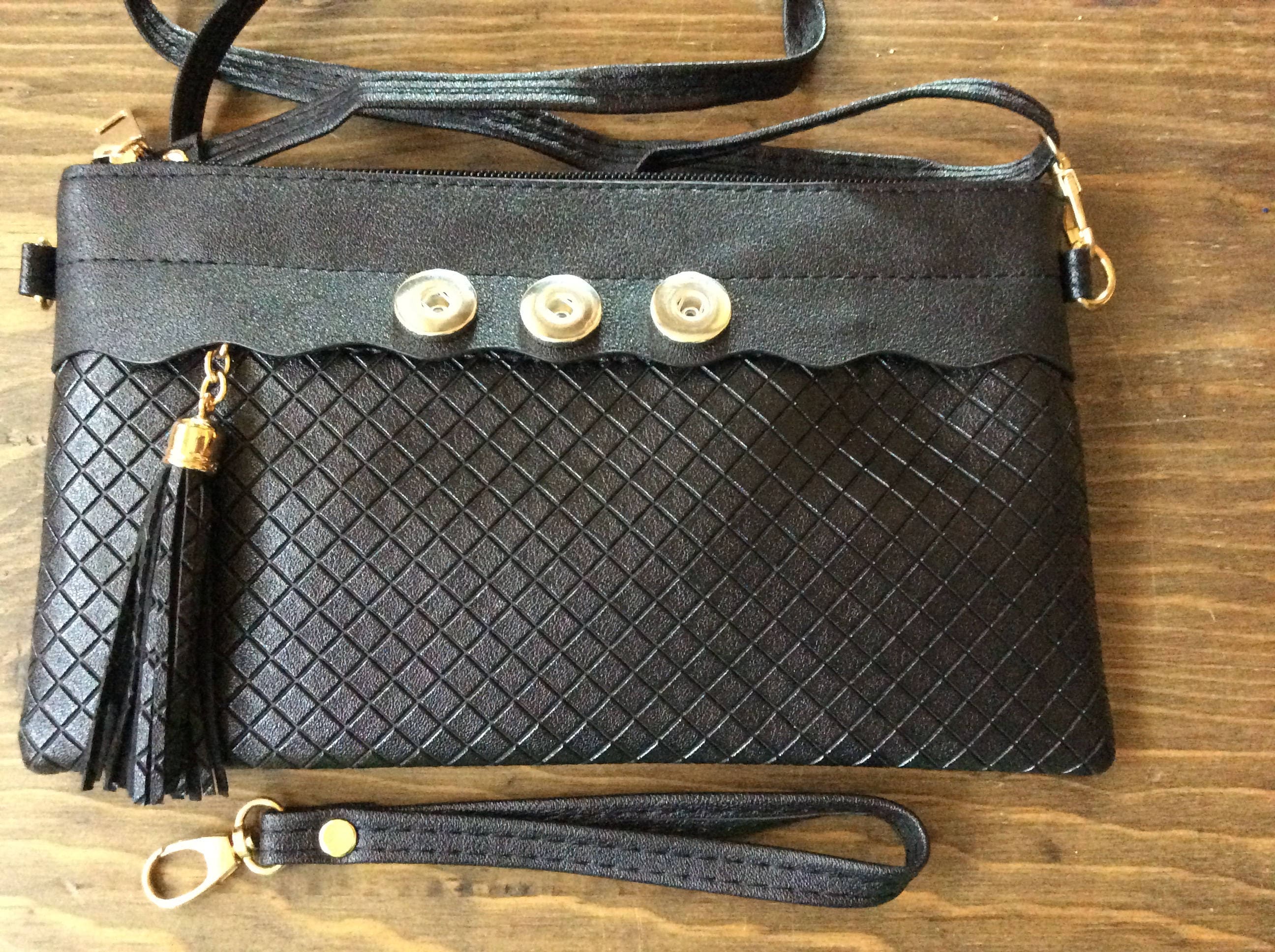 Snap Button Handbag Shoulder Bag and Wristlet. Holds (3) 1820mm Snap