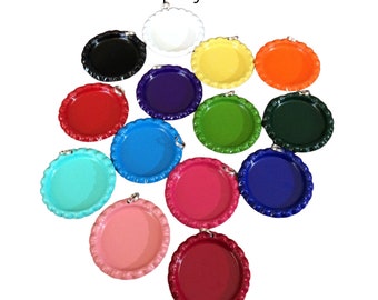 1" Colored Flattened Bottle Caps with Split Rings Attached and Epoxy Stickers, 14 Colors, Caps for making Necklaces & Key Chains, DIY-10