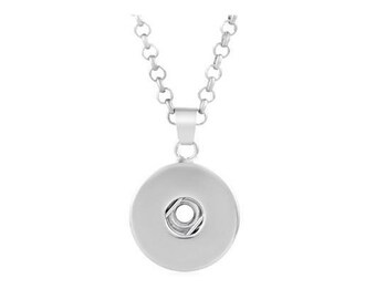 Snap Necklace, Round  Snap Necklace, 22.5" Link Chain, Snap Jewelry, Silvertone.  Fits 18mm Ginger Snaps, Noosa, Magnolia & Vine, N6-V