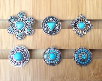 Turquoise Blue Snap Charms for Snap Jewelry.  Fits 18-20mm Ginger Snaps, Noosa, Magnolia and Vine, SC2