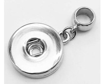 Snap Pendant with European Bail for Bracelets and Necklaces, 18mm Snap Pendant, Silvertone, Fits 18mm Ginger Snaps, Magnolia Vine, M2-B