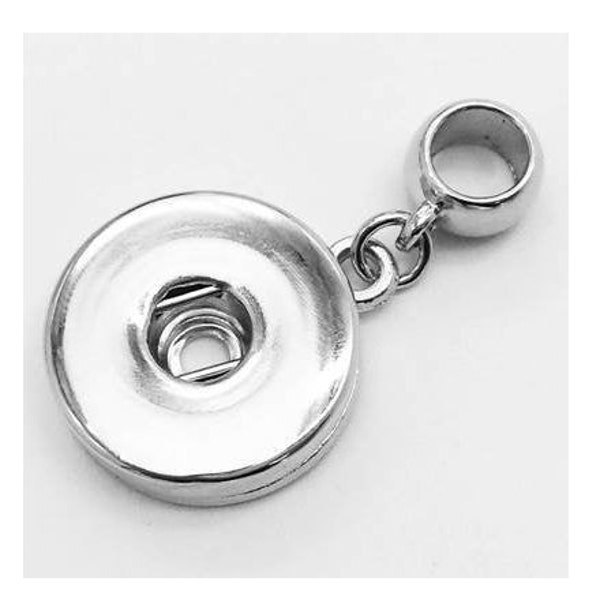 Snap Pendant with European Bail for Bracelets and Necklaces, 18mm Snap Pendant, Silvertone, Fits 18mm Ginger Snaps, Magnolia Vine, M2-B