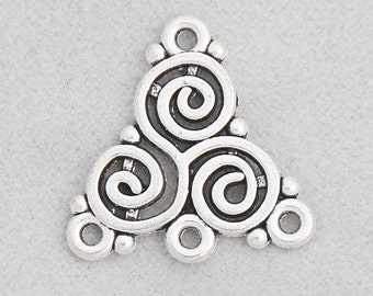 Celtic Knot Connector Charm, Connector Pendant, Earrings Connector Charm, 19mm x 20mm, Silvertone, #26