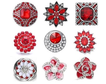 Red Snap Charms, Red Snaps for Snap Jewelry, Fits 18mm - 20mm Ginger Snaps, Noosa, Magnolia & Vine, SC204