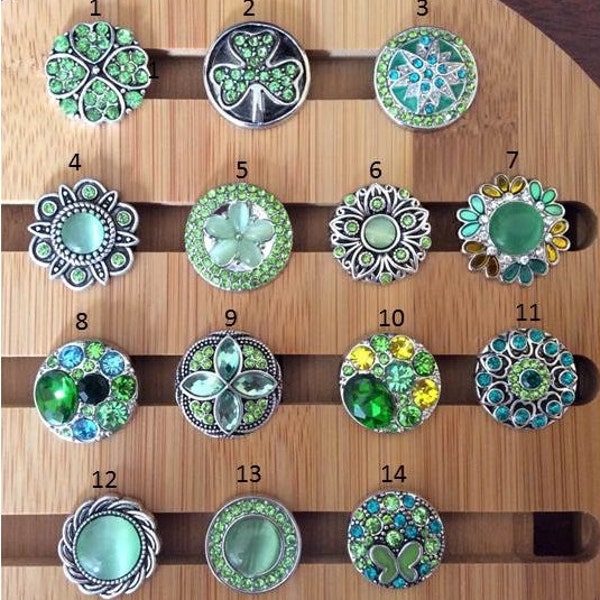 Snap Button Charms, St Patty's snap button charms, Green Snap Charms.  Fits 18-20mm Ginger snaps, Noosa, Magnolia & Vine, SC7