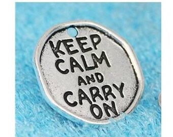 Keep Calm and Carry On Charm, Silvertone  #26-12