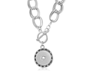 Snap Jewelry Necklace Double Link Snap Necklace, Silvertone. Fits 18-20mm Ginger Snaps, Noosa, Magnolia & Vine, N11-V