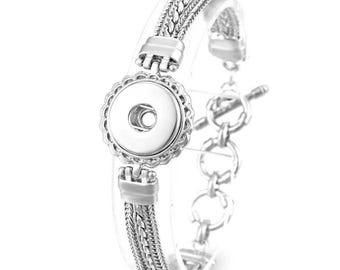 Snap Bracelet Scalloped Edge Multi Chain Snap Bracelet, Silvertone.  Fits 18-20mm Ginger Snaps, Noosa, Magnolia & Vine, B14-V
