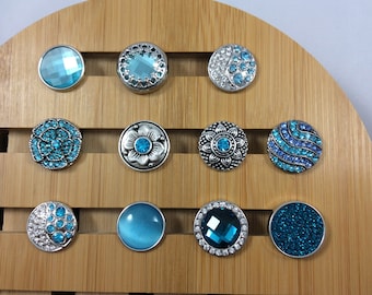 Aqua Snap Charms, Blue Snap Charms for Snap Jewelry.  Fits 18-20mm Ginger Snaps, Noosa, Magnolia & Vine, others, SC2