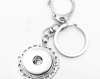 Snap Key Chain, Snap Handbag Charm, Snap Keychain, Snap Jewelry Key chain, Silvertone.  Fits 18mm Ginger Snaps, Noosa, Magnolia & Vine, M4-B