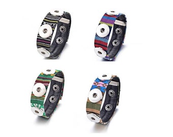 Snap Bracelet Bohemian Knitted Snap Bracelet, Holds 3 Snaps, Comes in 4 Colors.  Fits 18mm Ginger Snaps, Noosa, Magnolia & Vine B28-V