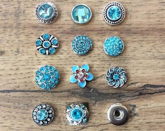 Aqua Blue Snap Charms for 12mm PETITE/MINI Snap Jewelry,  Fits 12mm Ginger Snaps, Noosa, Magnolia & Vine, PS5