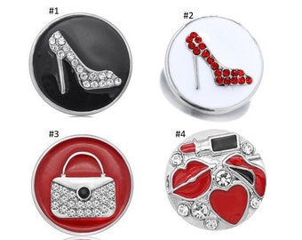 Shoes Snap, Heels Snap, Handbag Snap, Lipstick Snap, Fashion Snaps for Snap Jewelry, Fits 18mm Ginger Snaps, Noosa, Magnolia Vine, SC57-GB/P