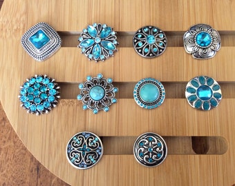 Snap Charms, Teal Turquoise Snap Charms for Snap Jewelry.  Fits 18-20mm Gingersnaps, Noosa, Magnolia & Vine, Interchangeable, SC3