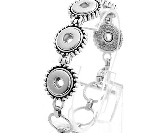 Snap Bracelet 5 Snap Adjustable Toggle Closure, Silvertone, Snap Jewelry, Fits 12mm PETITE/MINI Ginger snaps, Magnolia & Vine BP1-A