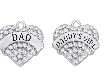 Dad Charm, Daddy's Girl Rhinestone Heart Charm, RC#6