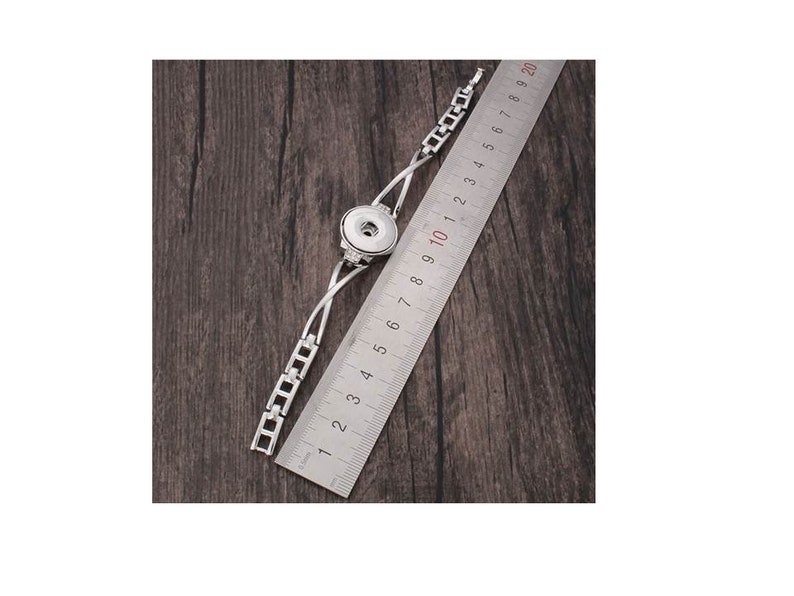 Noosa B4-A Link Snap Bracelet Snap Jewelry Bracelet 7 Magnolia /& Vine Fits 18mm Ginger Snaps Rhinestones Silvertone