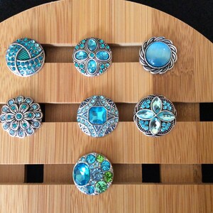 Snap Button Charms, Blue Snap Button Charms for Snap Jewelry.  Fits 18-20mm Ginger snaps, Noosa, Magnolia & Vine, others, SC1