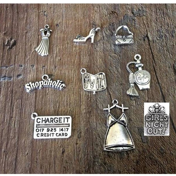 Fashion Charms, Dress Up Charms, Girl's Night Out, Silvertone, For Bracelet, Necklace, Earrings, Zipper Pull, Key Chain, Brooches,  #15