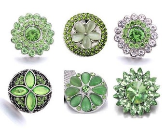 Green Snap Charms, Green and White Snap, Snap Charms for Snap Jewelry, Fits 18mm - 20mm Ginger Snaps, Noosa, Magnolia & Vine, SC220
