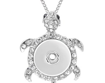 Turtle Snap Necklace Rhinestone Turtle Snap Necklace, 24" Chain, Silvertone. Fits 18-20mm Ginger Snaps, Noosa, Magnolia & Vine, N13-GB/A