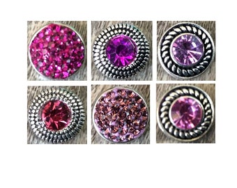 12mm Pink Snap, Hot Pink, Light Pink Charms for 12mm PETITE/MINI Snap Jewelry,  Fits 12mm Ginger Snaps, Noosa, Magnolia & Vine, PS10