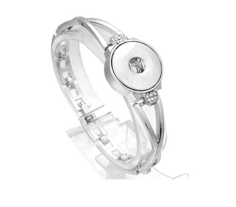 Noosa B4-A Link Snap Bracelet Snap Jewelry Bracelet 7 Magnolia /& Vine Fits 18mm Ginger Snaps Rhinestones Silvertone