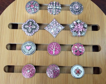 Snap Charms, Pink Snap Charms, Pink Metal Snap Charms.  Fits 18-20mm Ginger Snaps, Noosa, Magnolia and Vine, SC19