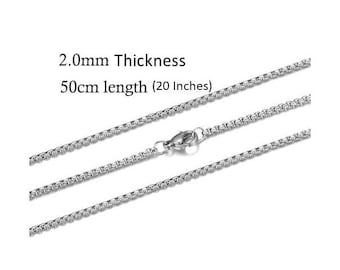 20" Stainless Steel Necklace Chain, Non-Tarnish.  Fits 18-20mm Ginger Snaps, Noosa, Magnolia and Vine, C2-V