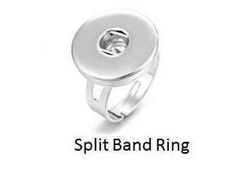 Snap Ring Split Band Adjustable Snap Ring, Fits Ring Size Approx 7.5 to 8.5, Silvertone, Fits 18-20mm Ginger snaps, Magnolia and Vine, M3