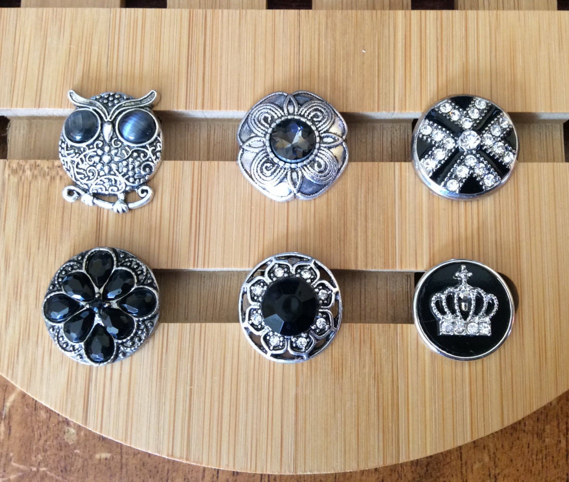 Snap Jewelry Snap Charms Black Snap Charms for Snap Jewelry, Fits 18
