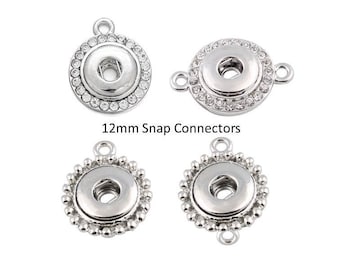 12mm DIY Snap Jewelry Connectors, Rhinestone, Bead Border, 1 or 2 Rings for Earrings, Necklaces, Bracelets, Fits 12mm Ginger Snaps, NP2-A