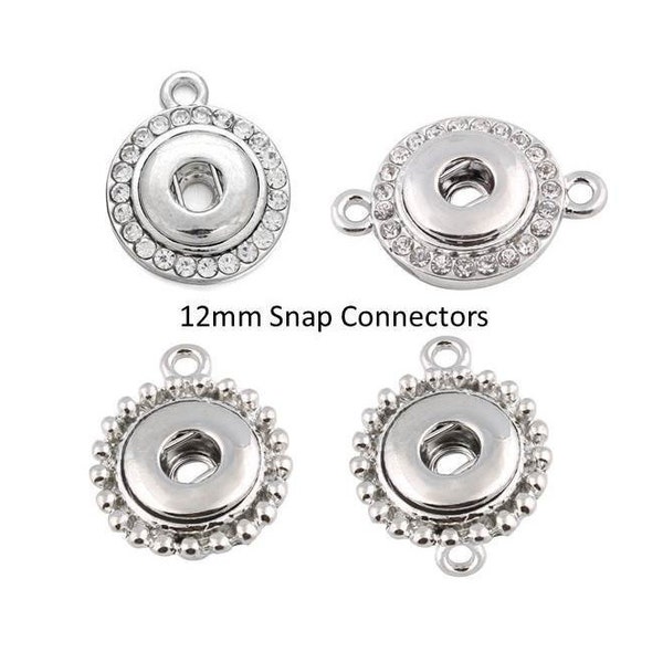 12mm DIY Snap Jewelry Connectors, Rhinestone, Bead Border, 1 or 2 Rings for Earrings, Necklaces, Bracelets, Fits 12mm Ginger Snaps, NP2-A